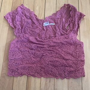 Free People Dusty Pink Lace Crop Top